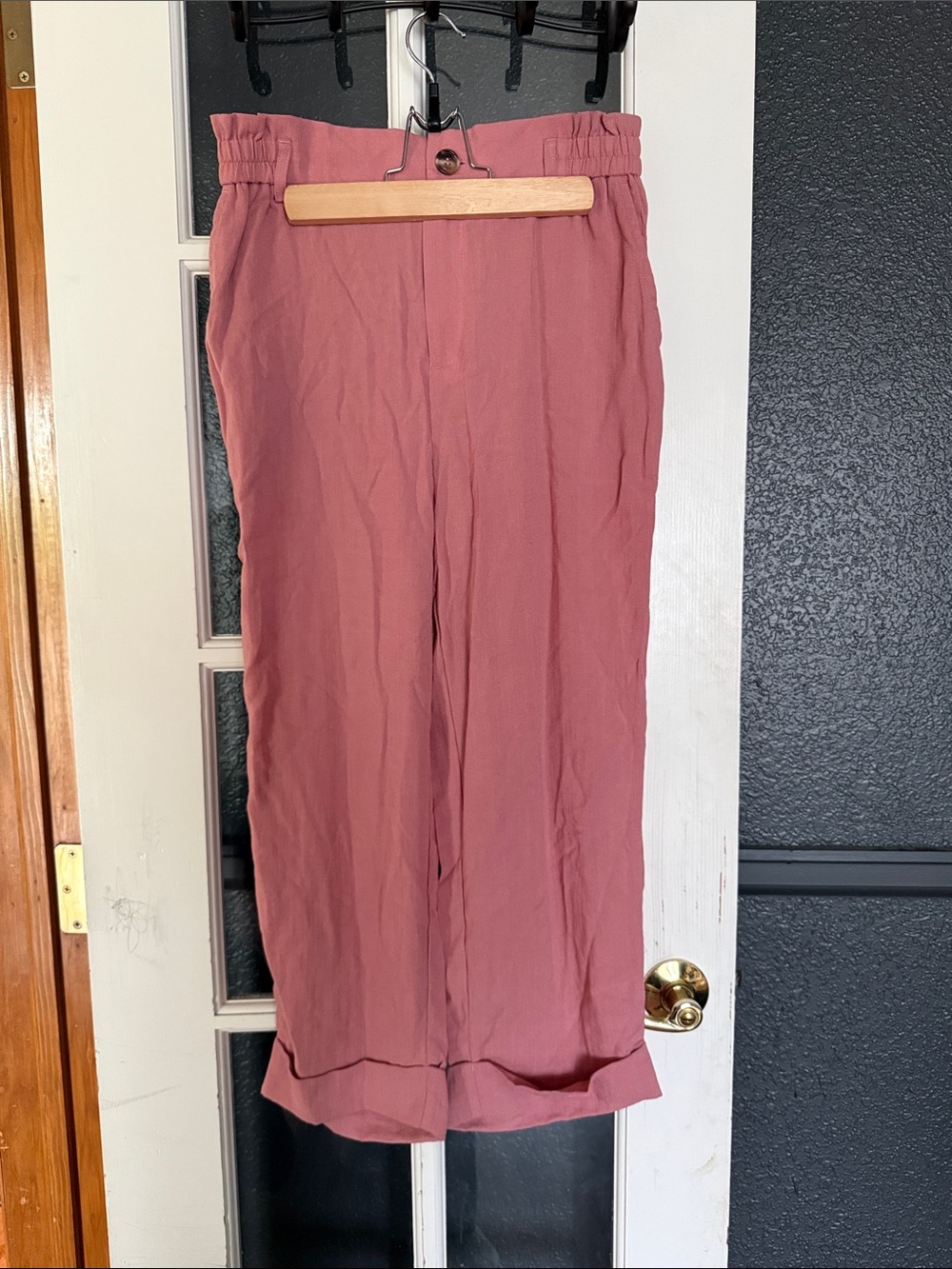 HALARA Linen Paperbag Waist Wide-Leg Trousers
